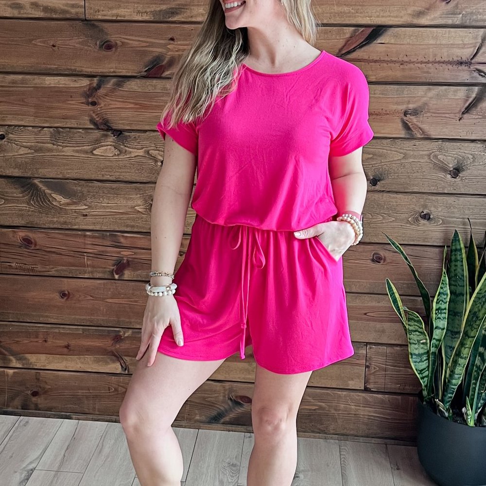 THE ABIGAIL HOT PINK ROMPER